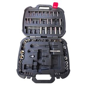 Husky Mechanics Tool Set Case Sockets Extension Incomplete SAE Metric Chrome Z2‎